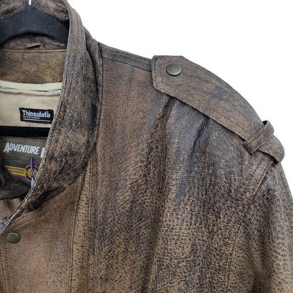 Vintage 80's Leather Jacket Flight Bomber Maverick Top Gun Distressed Brown XL - Picture 6 of 17